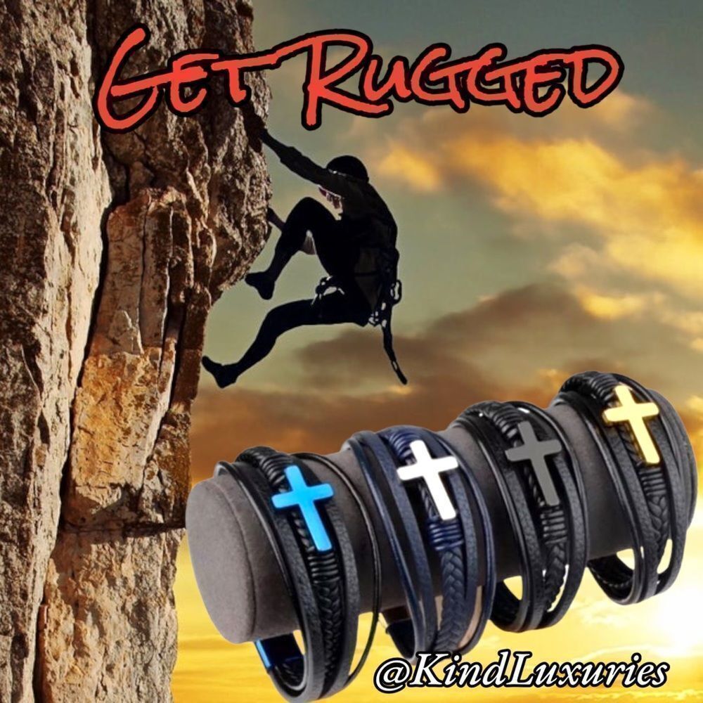 🧑🏻‍🦱O1🧑🏻‍🦱 Gorgeous Genuine Braided Leather Titanium Mens‎ Unisex Bracelet